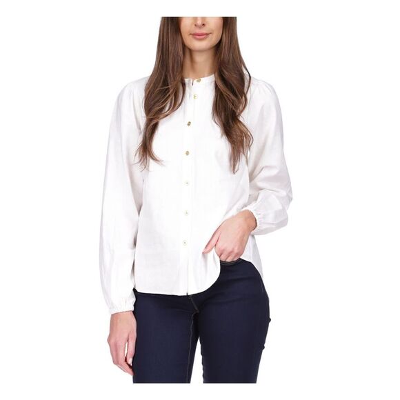white sleeveless button top work/play ... s to m